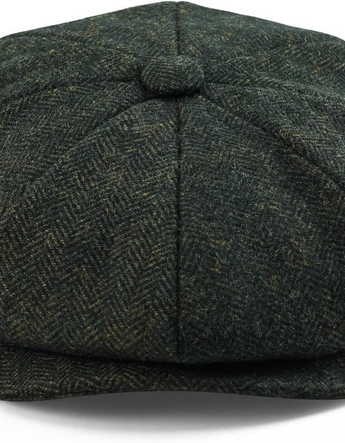 Load image into Gallery viewer, Men&#39;S 8 Panel Wool Blend Newsboy Flat Cap Herringbone Tweed Hat
