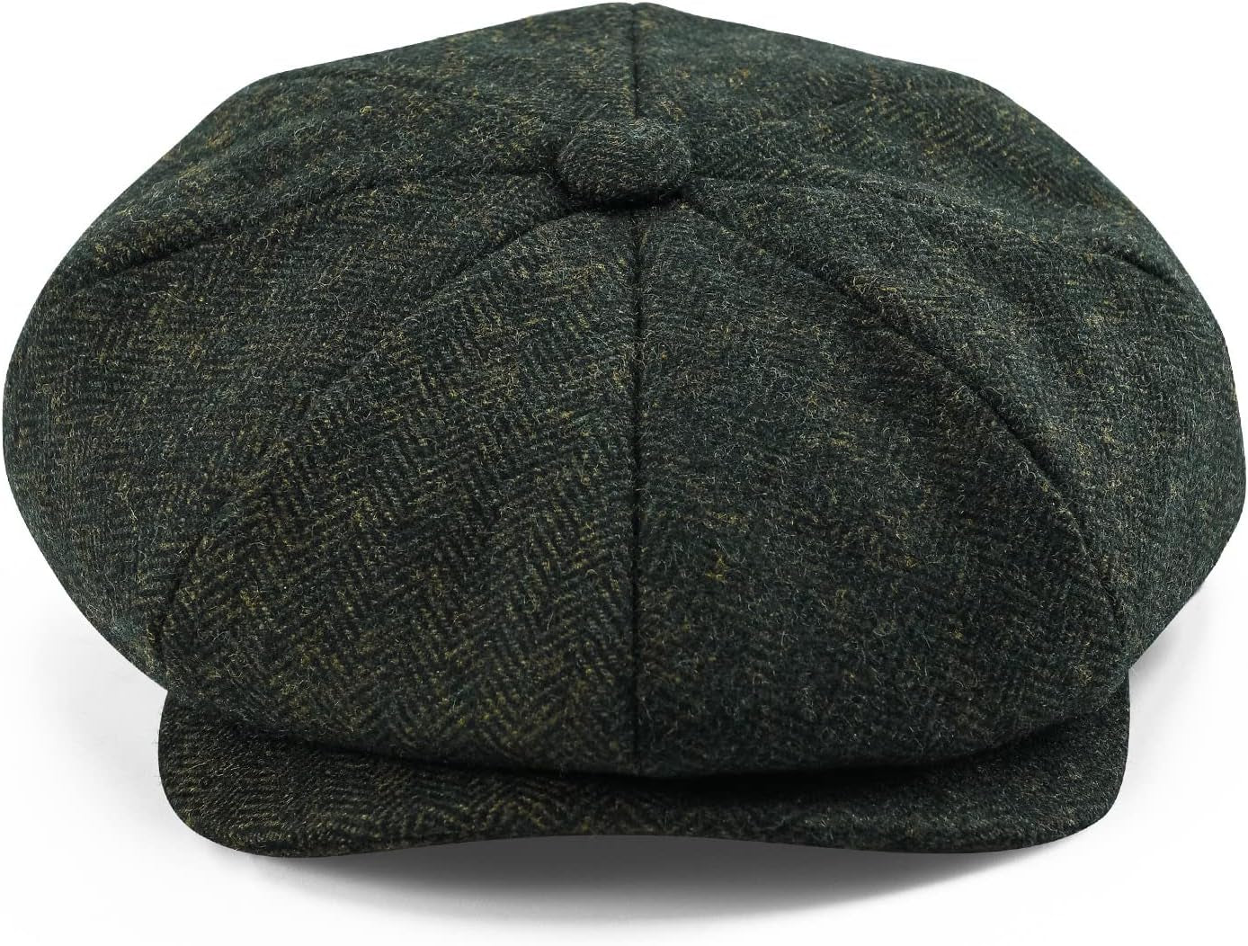 Men'S 8 Panel Wool Blend Newsboy Flat Cap Herringbone Tweed Hat