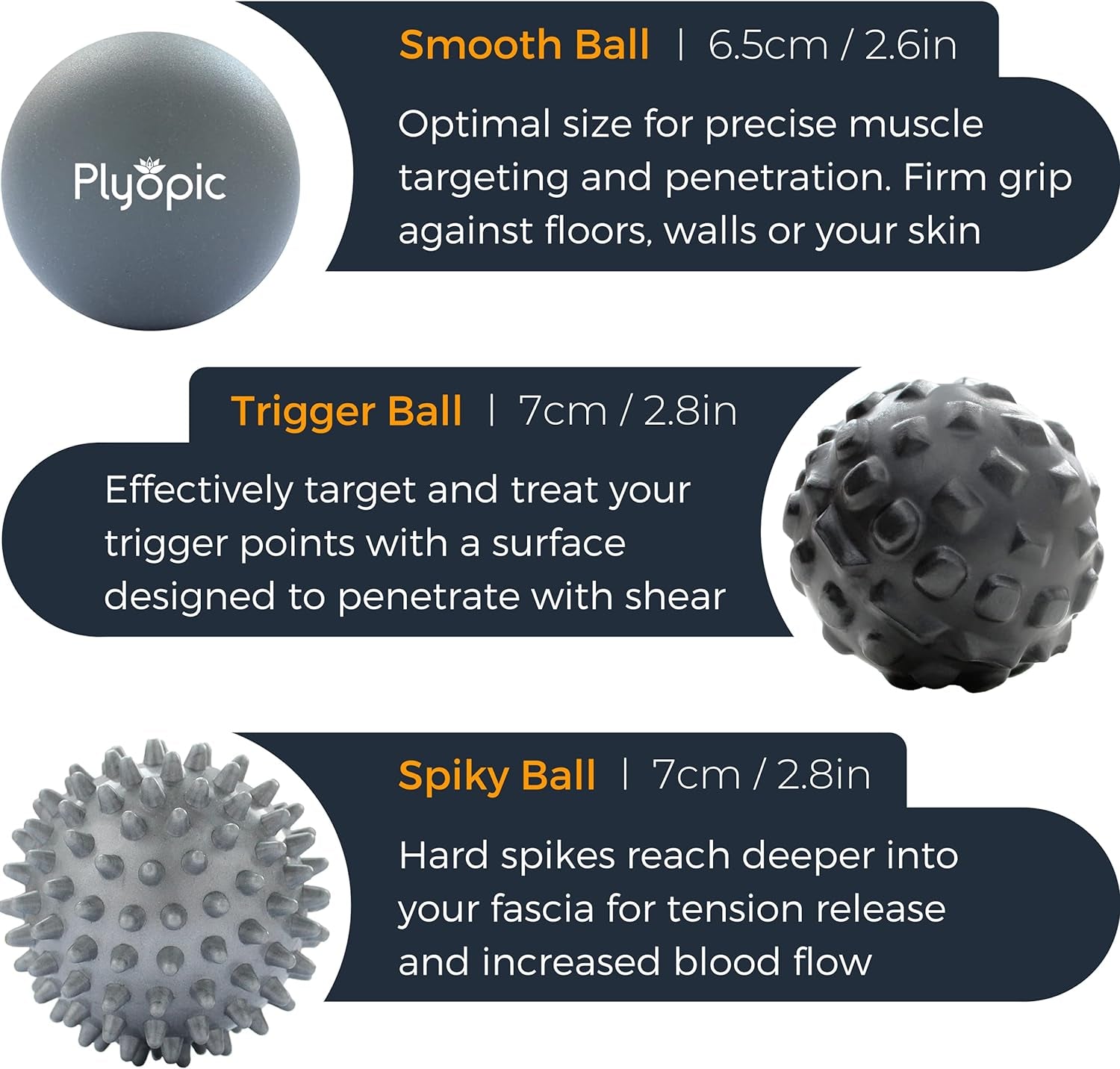 Massage Ball Set - for Deep Tissue Muscle Recovery, Myofascial Release, Trigger Point Therapy, Mobility, Plantar Fasciitis Relief - Eliminate Muscle Pain and Tension in Your Back Neck Foot