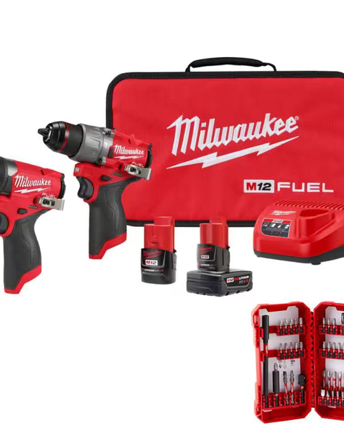 Load image into Gallery viewer, M12 FUEL 12-Volt Lithium-Ion Brushless Cordless Hammer Drill &amp; Impact Driver Combo Kit (2-Tool) with Bit Set (45-Piece)
