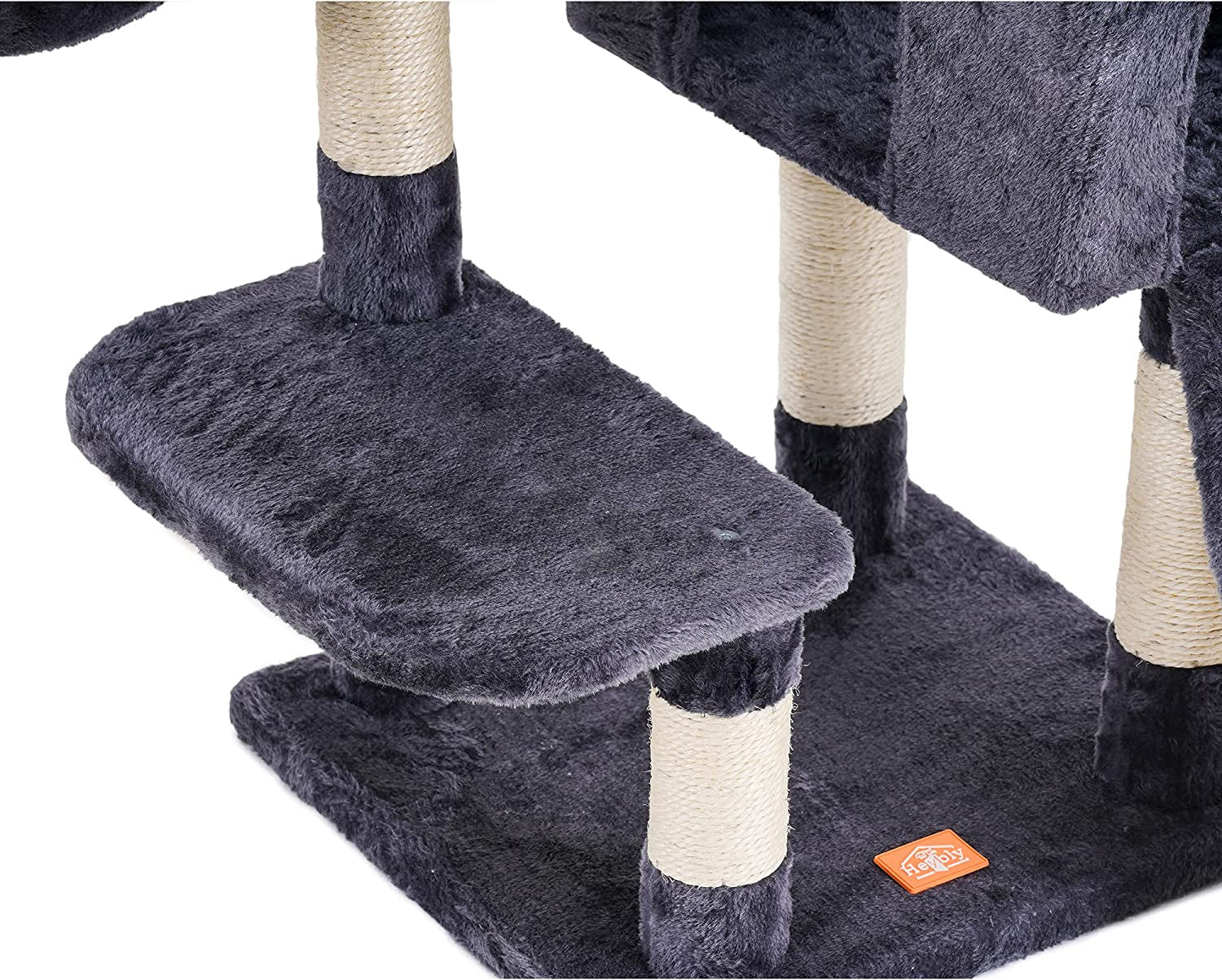 Cat Tree, Cat Tower for Indoor Cats with Scratching Board, Multi-Level Cat Furniture Condo with Feeding Bowl Smoky Gray HCT010G