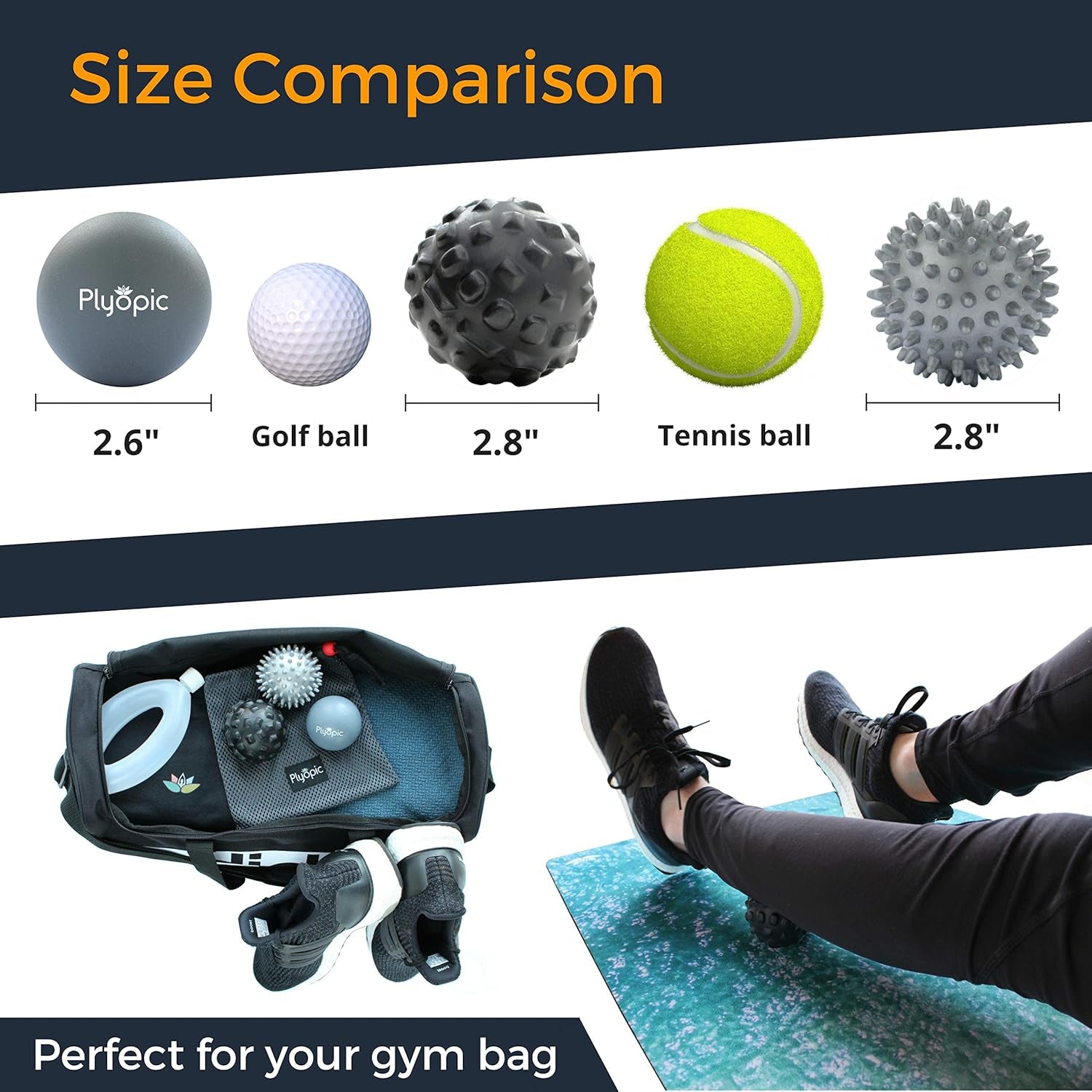 Massage Ball Set - for Deep Tissue Muscle Recovery, Myofascial Release, Trigger Point Therapy, Mobility, Plantar Fasciitis Relief - Eliminate Muscle Pain and Tension in Your Back Neck Foot