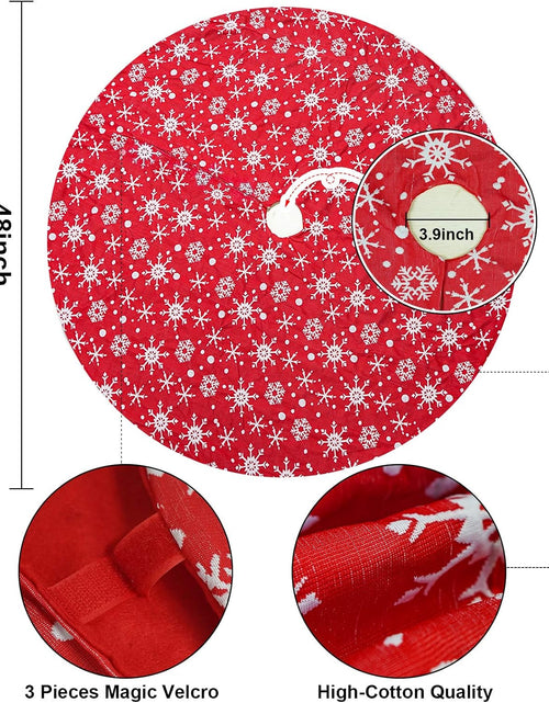 Load image into Gallery viewer, 48 Inches Christmas Tree Skirt with 3D Snowflake for Xmas Tree Holiday Party Decorations (Red)
