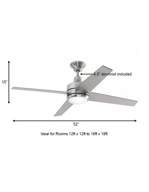 Load image into Gallery viewer, Mercer 52 In. LED Indoor Brushed Nickel Ceiling Fan with Light Kit and Remote Control
