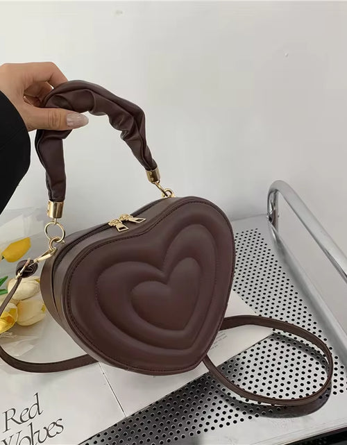 Load image into Gallery viewer, Fashion Love Heart Shape Shoulder Bag Small Handbags Designer Crossbody Bags for Women Solid Pu Leather Top Handle Bag
