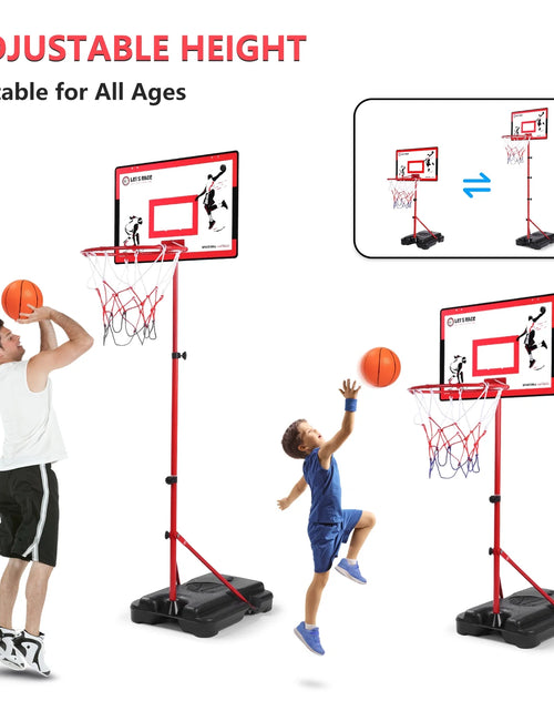 Load image into Gallery viewer, Kids Basketball Hoop for Age 3 4 5 6 7 8, Toddler Basketball Hoops Adjustable Height 3.01Ft-5.64Ft, Indoor Outdoor Mini Basketball Hoop Goal &amp; Backboard Ball Games Toys for Girl Boy
