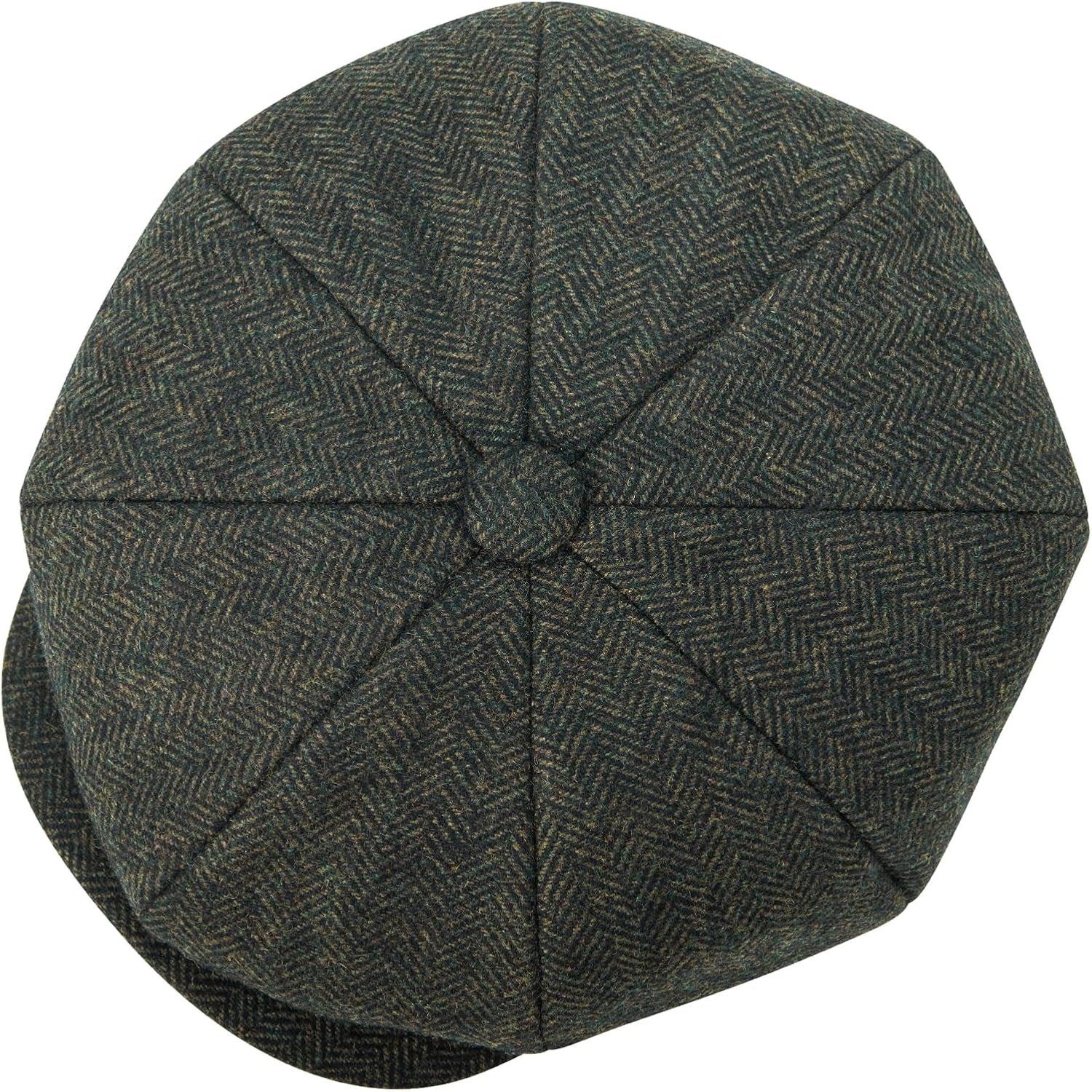 Men'S 8 Panel Wool Blend Newsboy Flat Cap Herringbone Tweed Hat