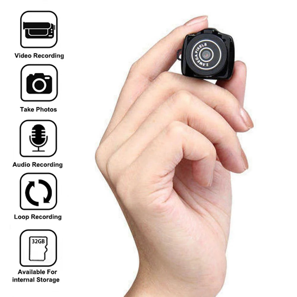 Tiny Camera HD Video Audio Recorder Camcorder Sport Micro Cam Miniature Small Pocket Security Monitor Mini Camera with Key Chain