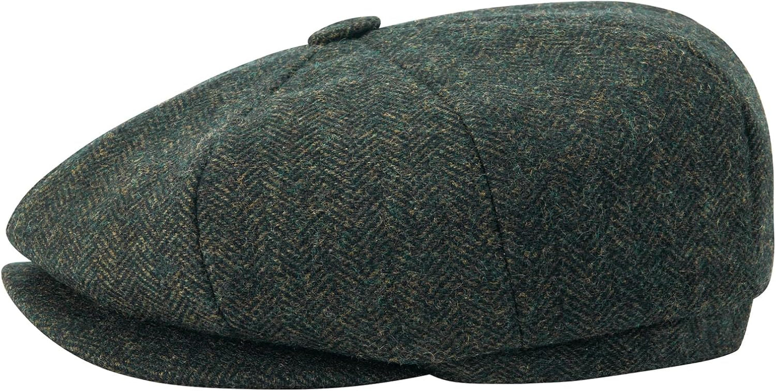 Men'S 8 Panel Wool Blend Newsboy Flat Cap Herringbone Tweed Hat