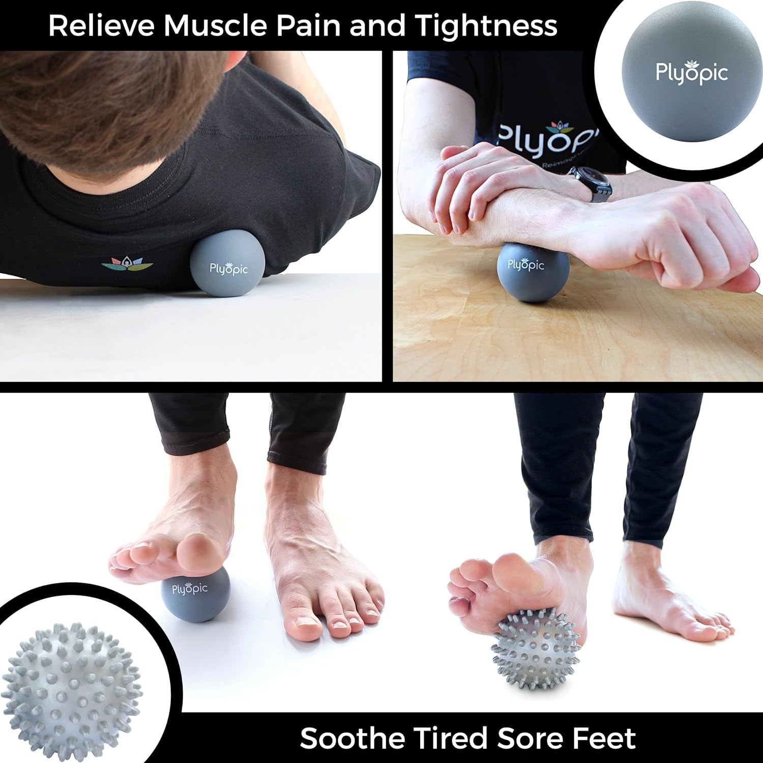 Massage Ball Set - for Deep Tissue Muscle Recovery, Myofascial Release, Trigger Point Therapy, Mobility, Plantar Fasciitis Relief - Eliminate Muscle Pain and Tension in Your Back Neck Foot