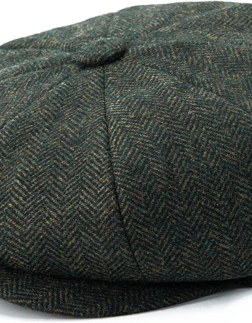 Load image into Gallery viewer, Men&#39;S 8 Panel Wool Blend Newsboy Flat Cap Herringbone Tweed Hat
