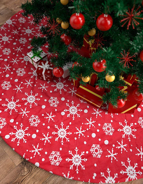 Load image into Gallery viewer, 48 Inches Christmas Tree Skirt with 3D Snowflake for Xmas Tree Holiday Party Decorations (Red)
