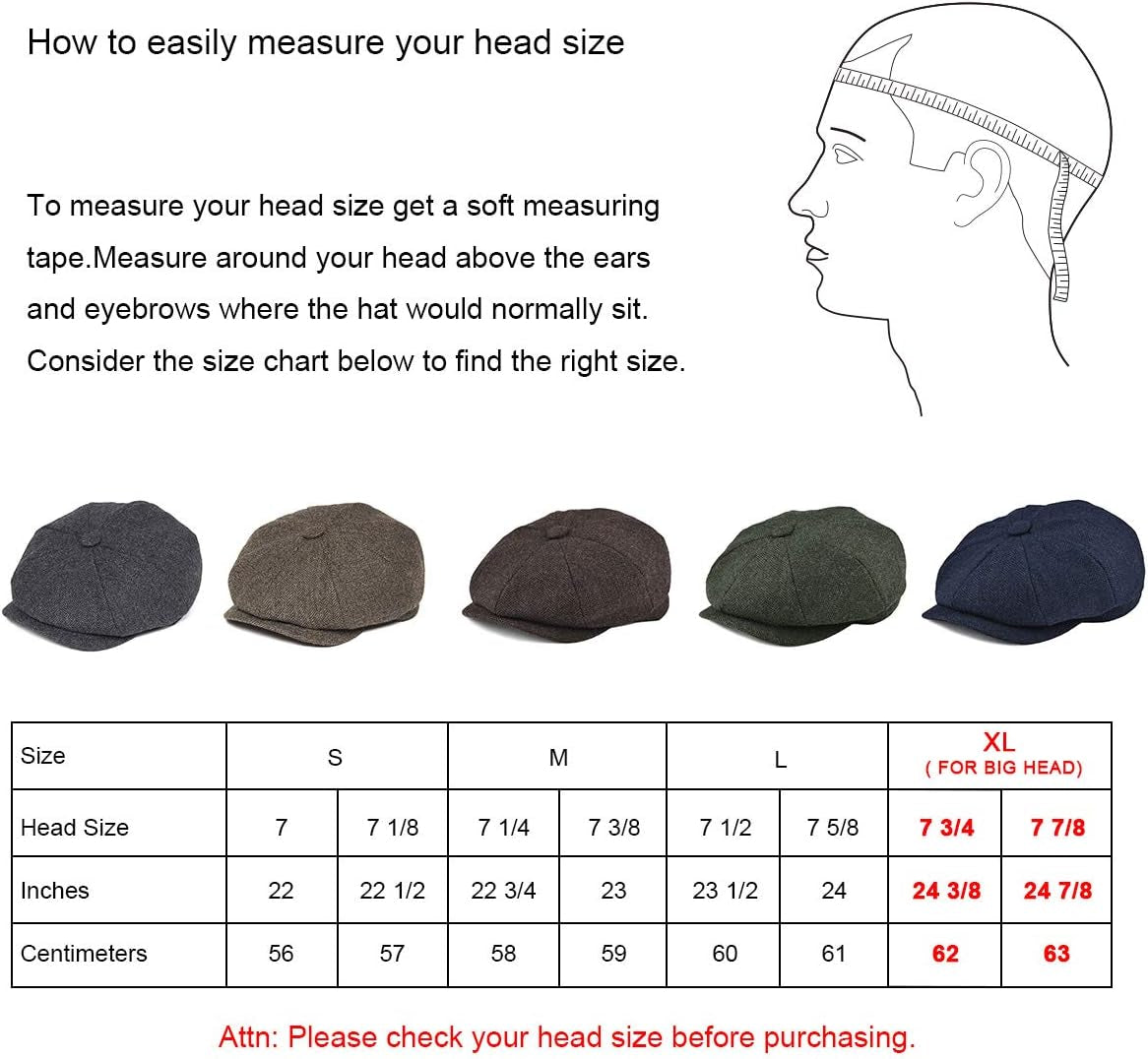 Men'S 8 Panel Wool Blend Newsboy Flat Cap Herringbone Tweed Hat