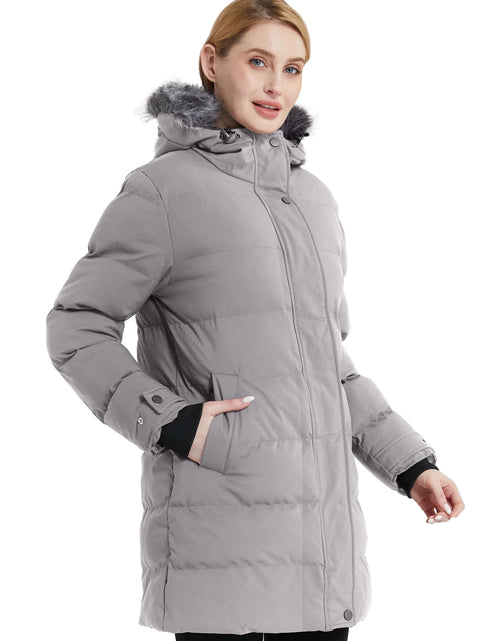 Load image into Gallery viewer, Women&#39;S Winter Jacket Quilted Puffer Coat Thicken Outerwear Jacket Gray M
