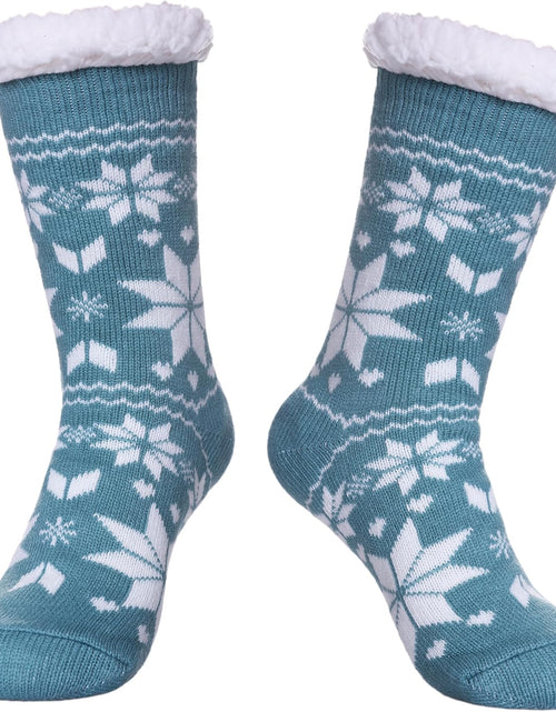 Load image into Gallery viewer, Women&#39;S Winter Super Soft Warm Cozy Fuzzy Snowflake Deer Fleece-Lined with Grippers Slipper Socks
